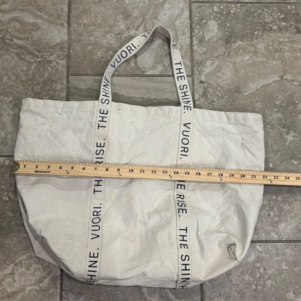 Vuori The Rise The Shine Canvas Tote Bag Cream‎ Oversized Shopper Gym Beach Bag